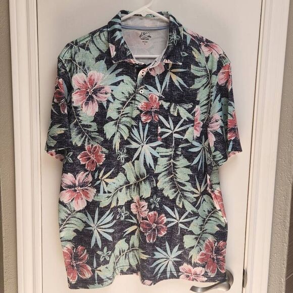 Izod Other - Izod Saltwater Tropical Print Polo Shirt Large (5093)
